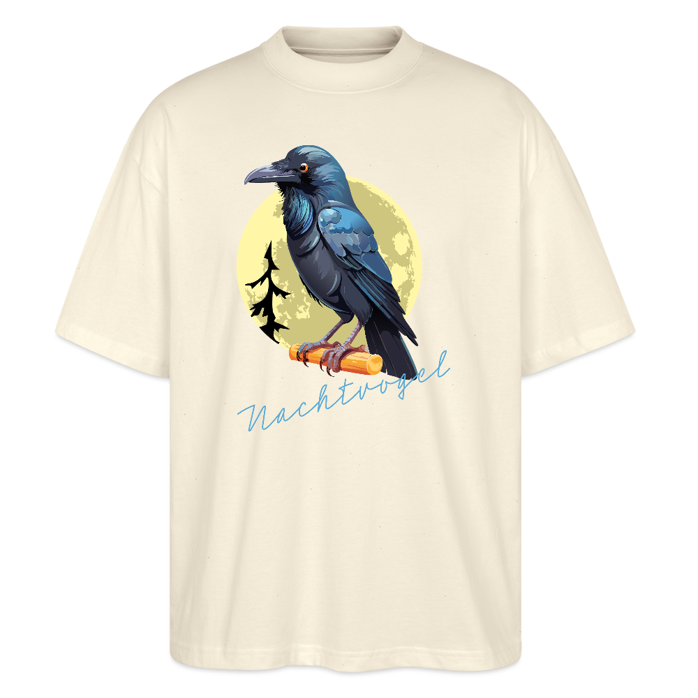 Oversized Unisex T-Shirt mit NACHTVOGL PRINT - Weißgrau