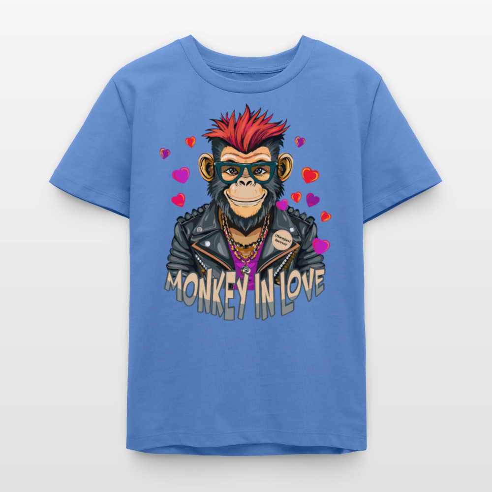 MNJS TEENS Bio T-Shirt mit MONKEY IN LOVE PRINT - Blau