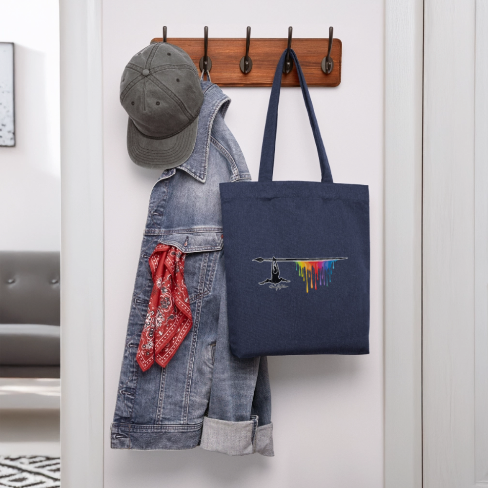 Recycelter Heavyweight Stoffbeutel mit TUSCHEMÄNNCHEN PRINT - melange Blue