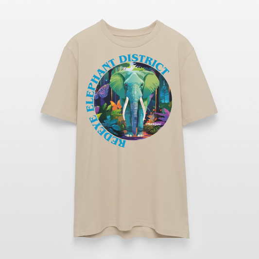 Unisex Bio-T-Shirt mit REDEYE ELEPHANT DISTRICT PRINT Vorderseite - Beige