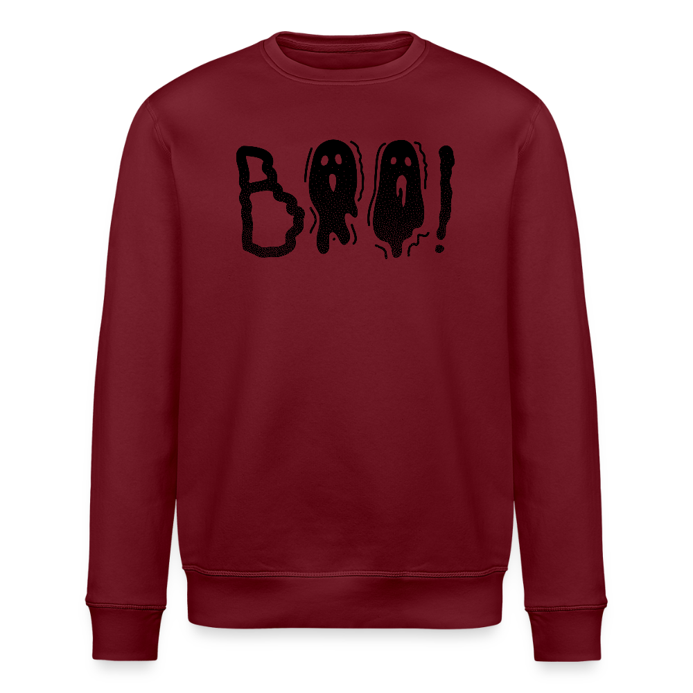 Unisex Bio-Sweatshirt mit BOO! PRINT - Burgunderrot