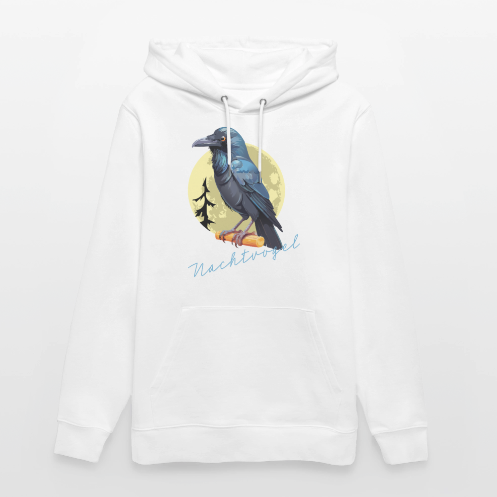 Unisex Hoodie mit NACHTVOGEL PRINT - Weiß