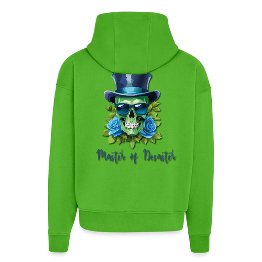 Heavyweight Oversized Organic Hoodie mit MASTER OF DESASTER SKULL PRINT - Apple Neon