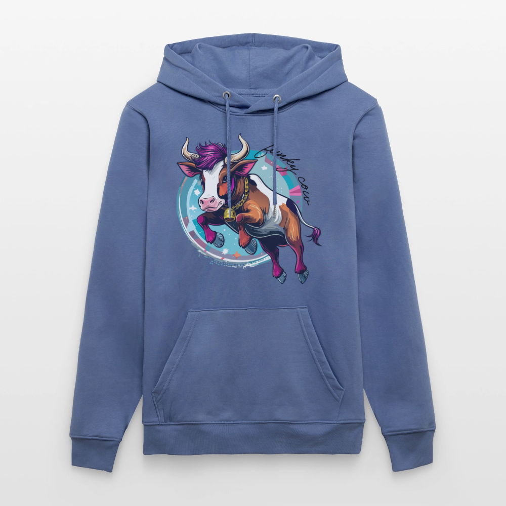 Unisex Hoodie mit FUNKY COW PRINT - Blau