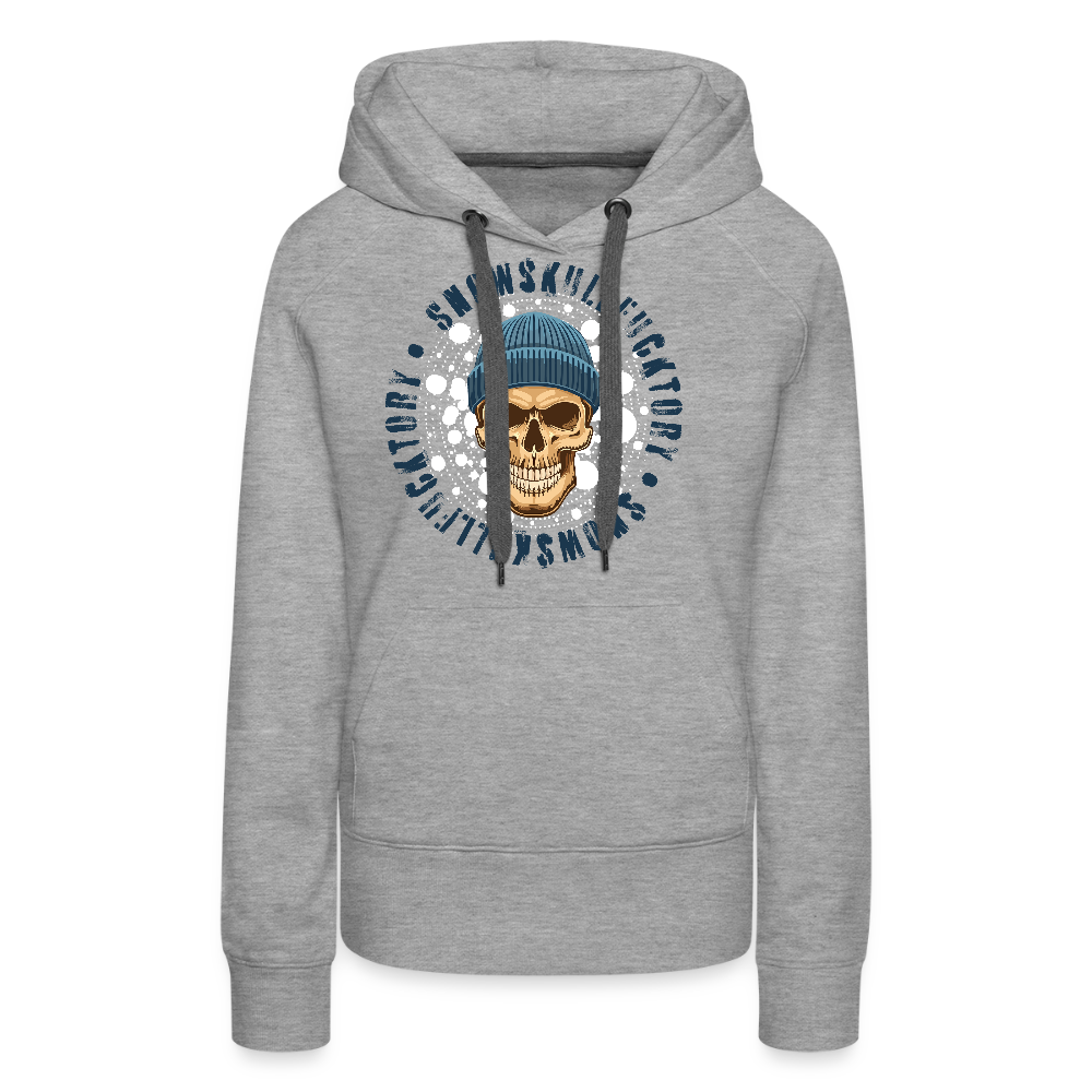 Frauen Premium Hoodie mit SNOWSKULL PRINT - Grau meliert