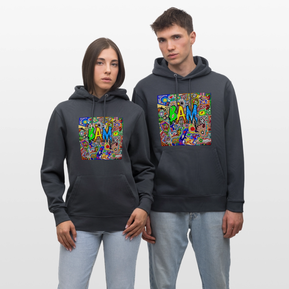 Unisex Bio-Hoodie mit BÄM PRINT - Indigoblau
