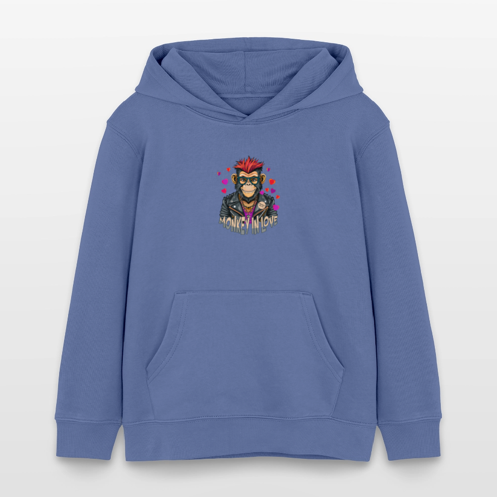 MNJS KIDS Bio-Hoodie mit MONKEY IN LOVE PRINT - Blau