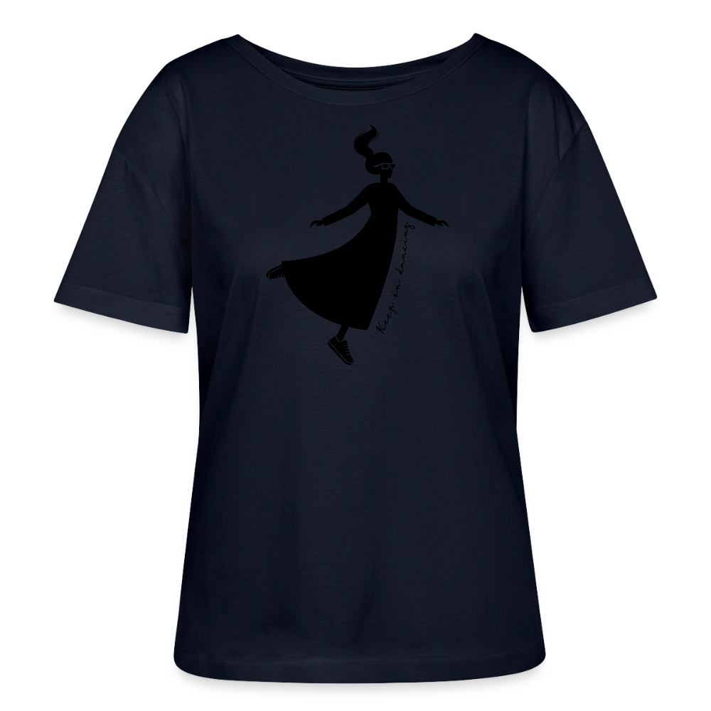 Frauen T-Shirt mit KEEP ON DANCING PRINT - Navy