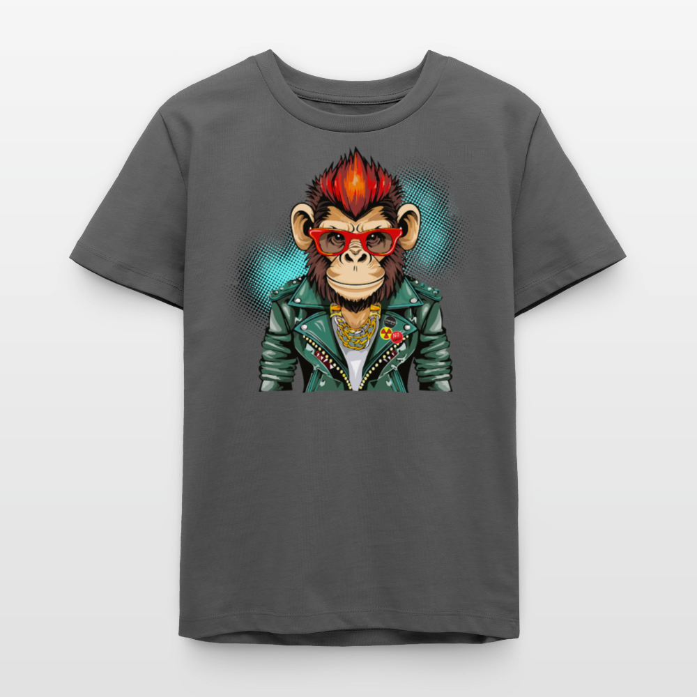 MNJS TEENS Bio T-Shirt mit MONKEY PRINT - Anthrazit