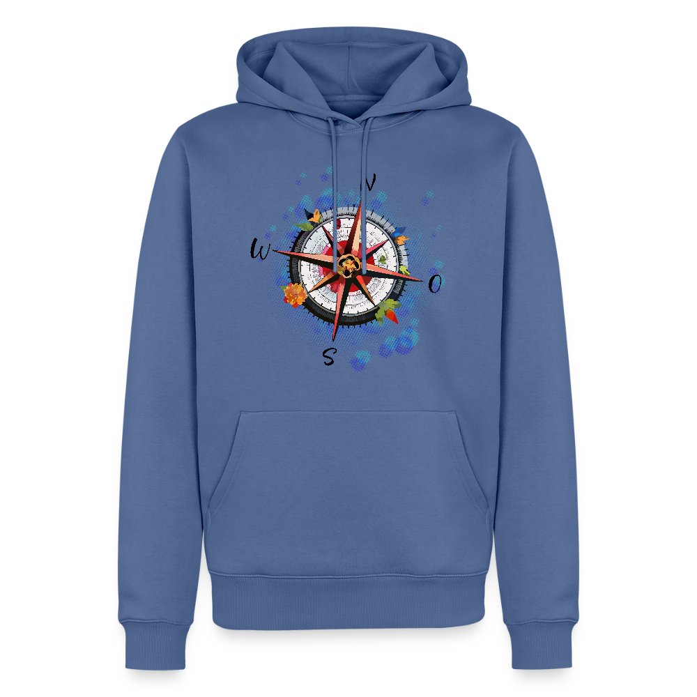 Männer Premium Hoodie mit WINDROSE PRINT - Taubenblau