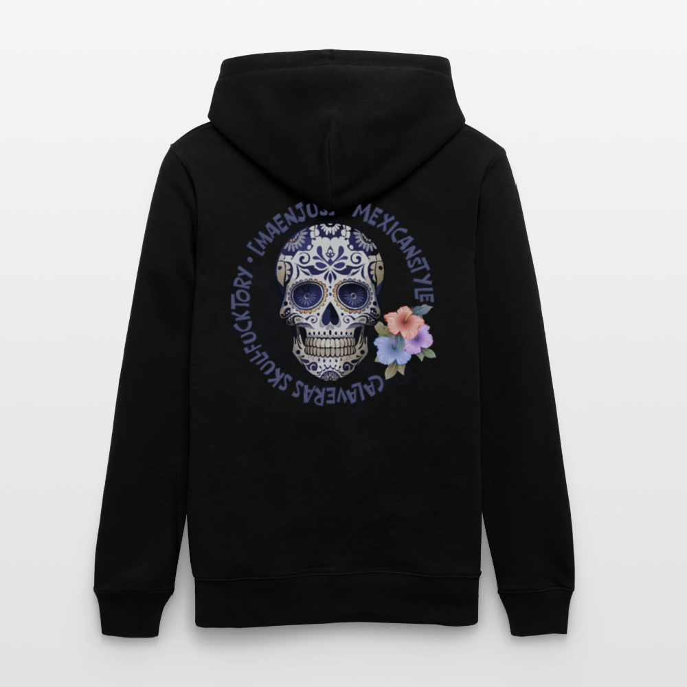 Unisex Hoodie mit MAENJUS MEXICANSTYLE PRINT Vorder- und Rückseite - Schwarz