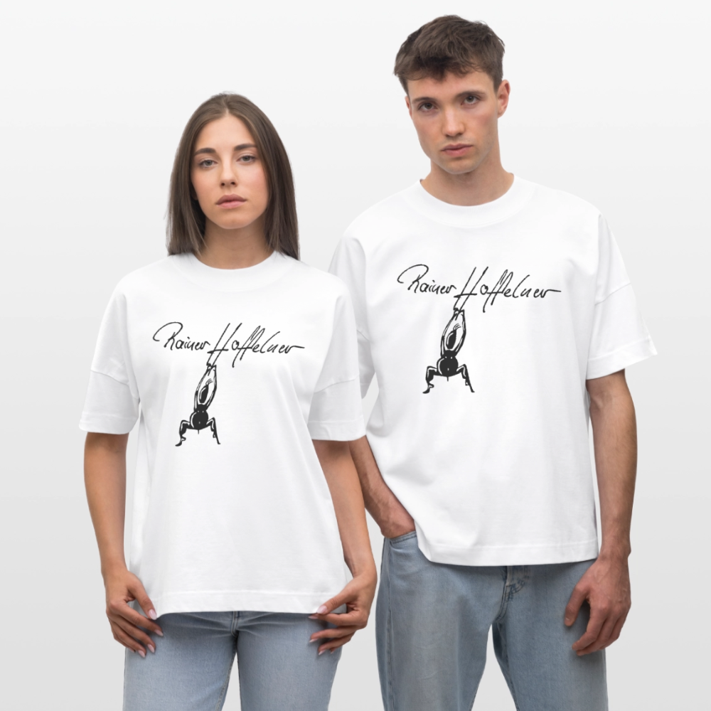 Oversized Unisex T-Shirt mit TUSCHEMÄNNCHEN PRINT - Weiß