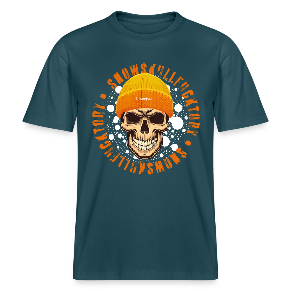 Unisex Bio-T-Shirt mit SNOWSKULL FUCKTORY PRINT - Dunkles Petrol