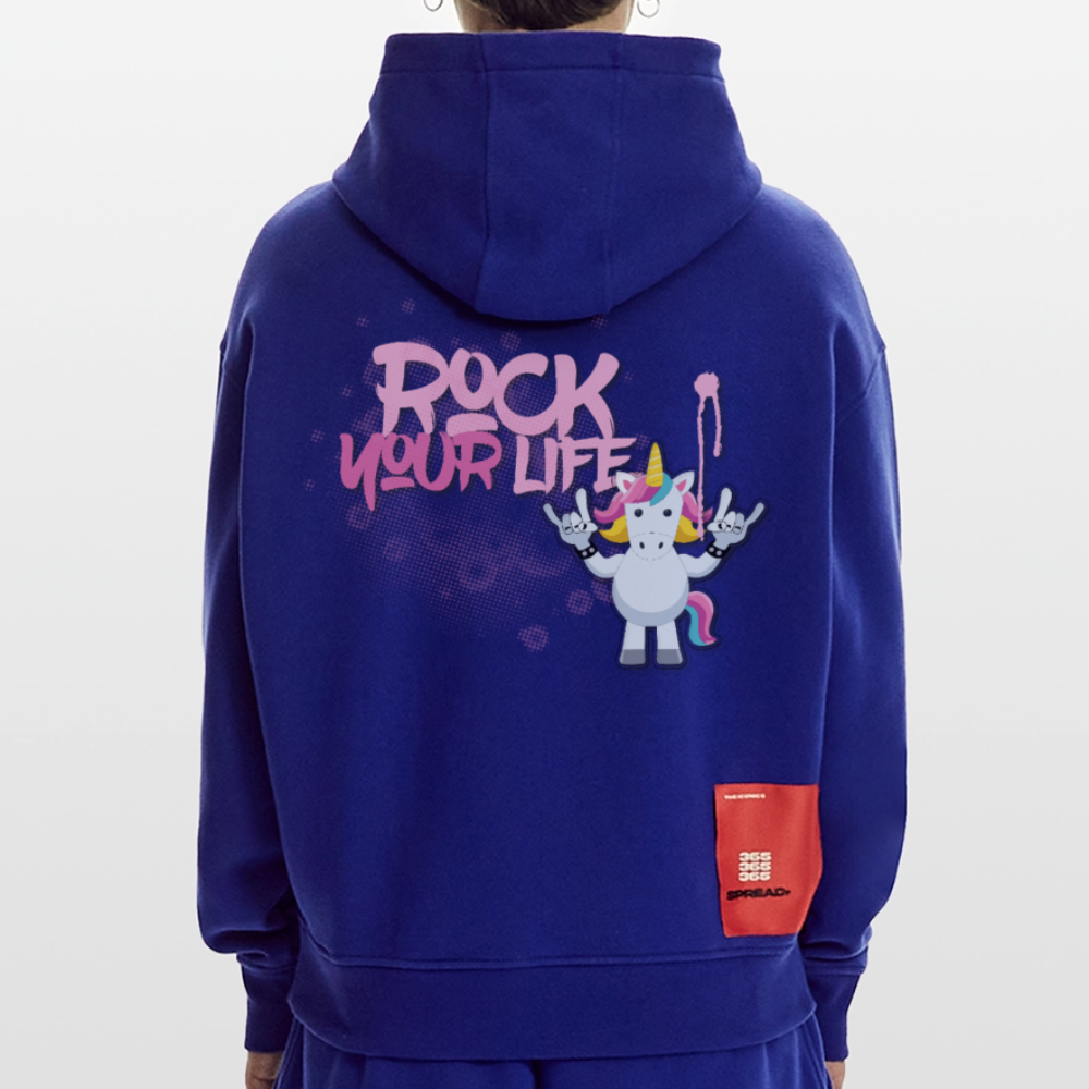Heavyweight Oversized Organic Hoodie mit ROCK YOUR LIFE PRINT - Iconic Blue