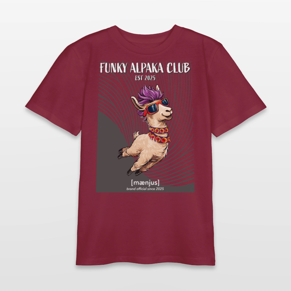 MNJS TEENS Bio T-Shirt mit FUNKY ALPAKA CLUB PRINT - Burgunderrot