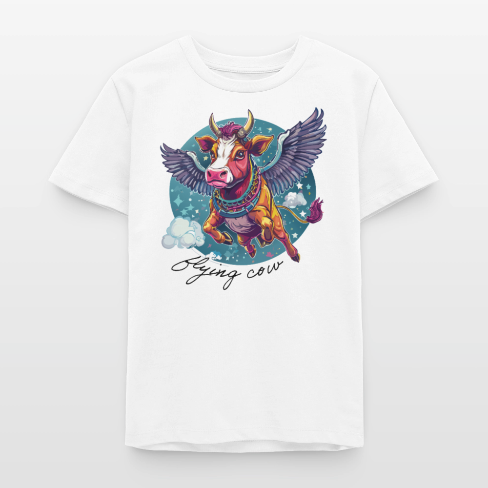 MNJS TEENS Bio T-Shirt mit FLYING COW PRINT - Weiß
