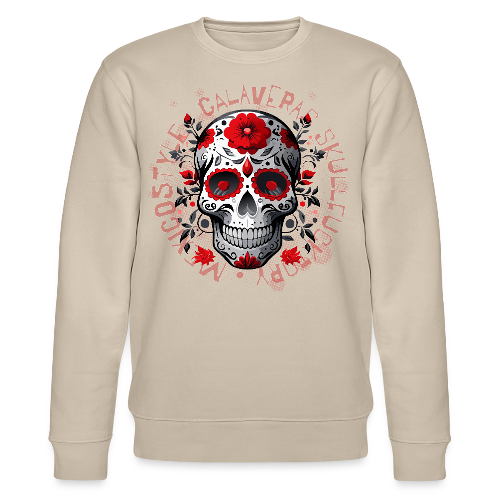 Unisex Bio-Sweatshirt mit CALAVERAS SKULL PRINT - Beige
