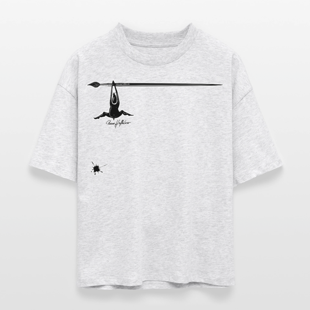 Frauen Boxy Bio-T-Shirt mit MÄNNLE PRINT - Weiß meliert