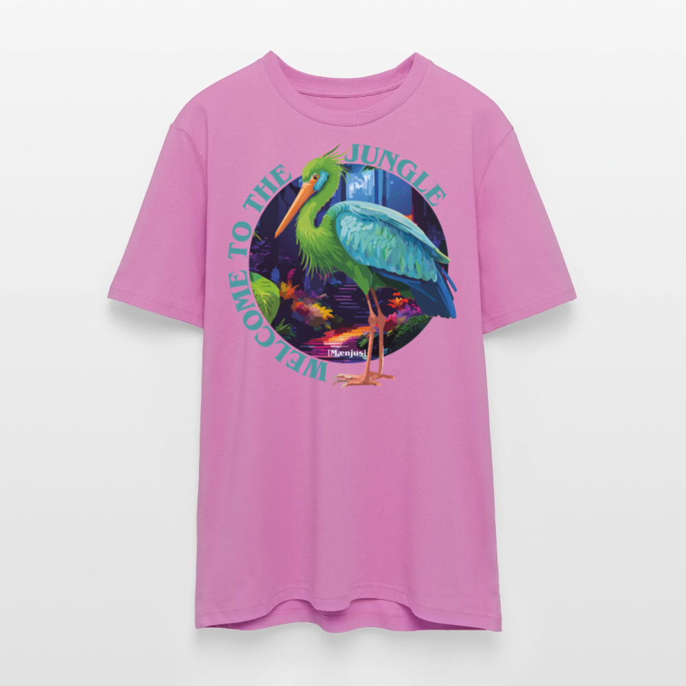 Unisex Bio-T-Shirt mit WELCOME TO THE JUNGLE PRINT Vorderseite - Pink