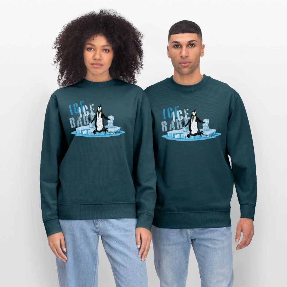 Unisex Bio-Sweatshirt mit ICE ICE BABY PRINT - Dunkles Petrol