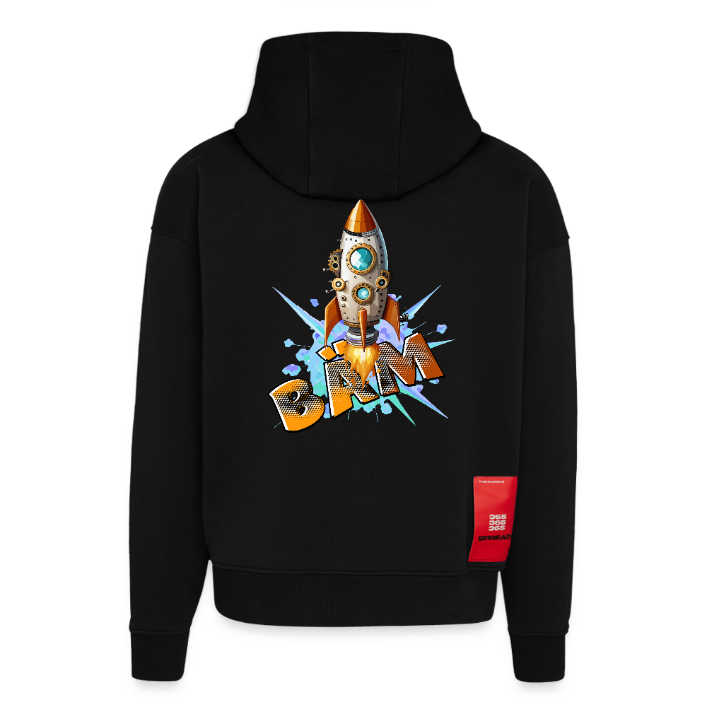 Heavyweight Oversized Organic Hoodie mit RAKETE PRINT - SOLID BLACK