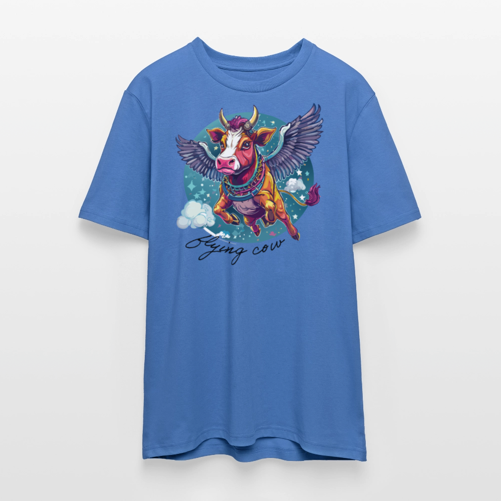 Unisex Bio-T-Shirt mit Flying Cow Print Vorderseite - Achtsames Blau