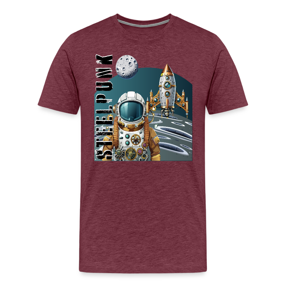 Männer Premium T-Shirt mit STEELPUNK PRINT - Bordeauxrot meliert