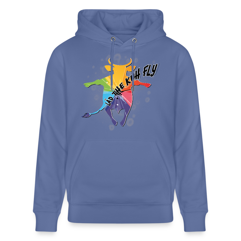 Unisex Hoodie mit LÄD THE KUH FLY PRINT - Blau