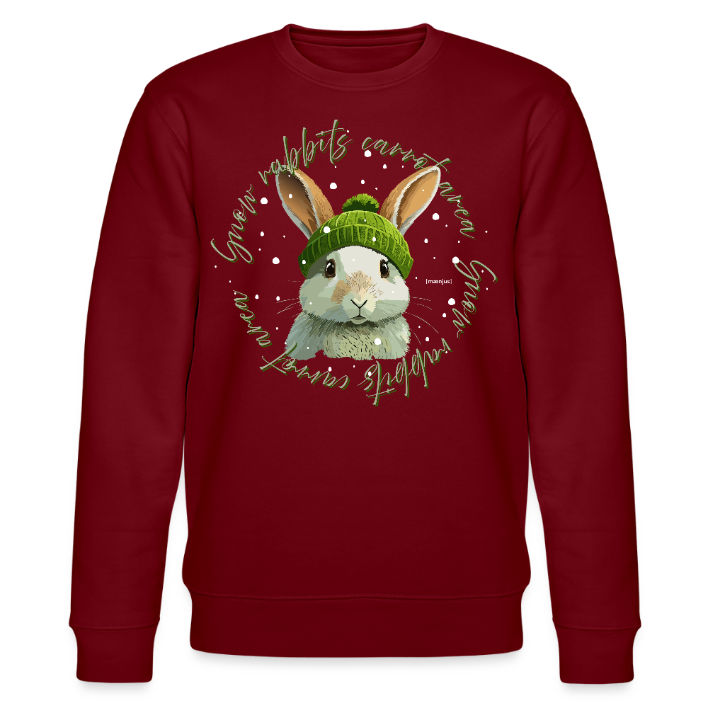 Unisex Bio-Sweatshirt mit SNOW RABBITS CARROT AREA PRINT - Burgunderrot
