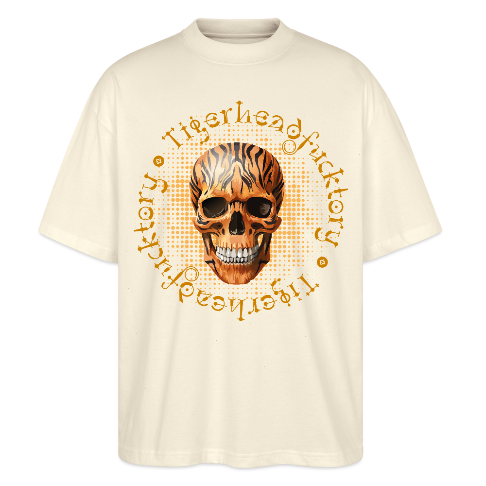 Oversized Unisex T-Shirt mit TIGERHEAD SKULL PRINT - Weißgrau