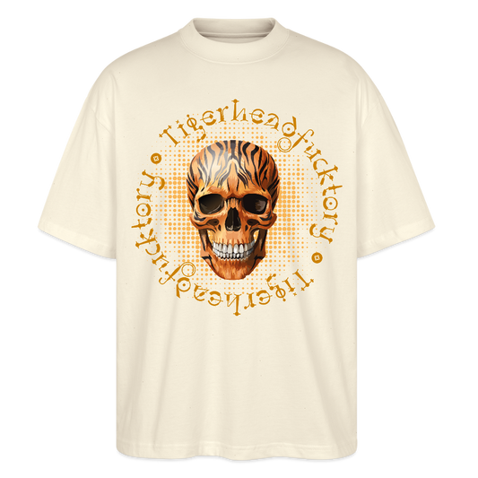Oversized Unisex T-Shirt mit TIGERHEAD SKULL PRINT - Weißgrau