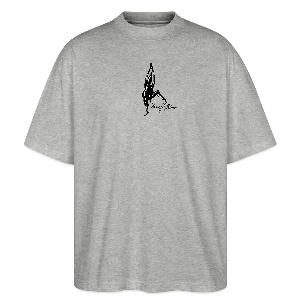 Oversized Unisex Bio T-Shirt mit TUSCHEMÄNNCHEN PRINT - Grau meliert