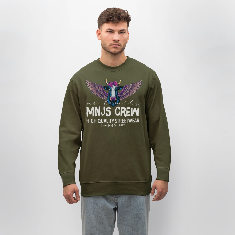 Unisex Bio-Sweatshirt mit MNJS CREW no limits PRINT - Khaki