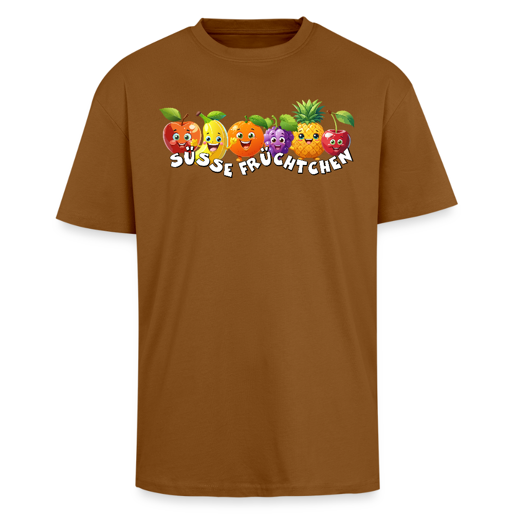 Heavy Oversize T-Shirt mit SÜSSE FRÜCHTCHEN PRINT - Toffee