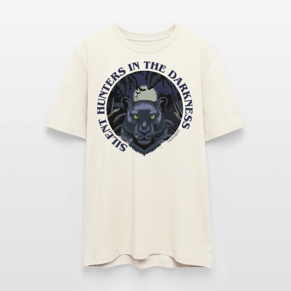 Unisex Bio-T-Shirt mit SILENT HUNTER IN THE DARKNESS PRINT Vorderseite - Naturweiß