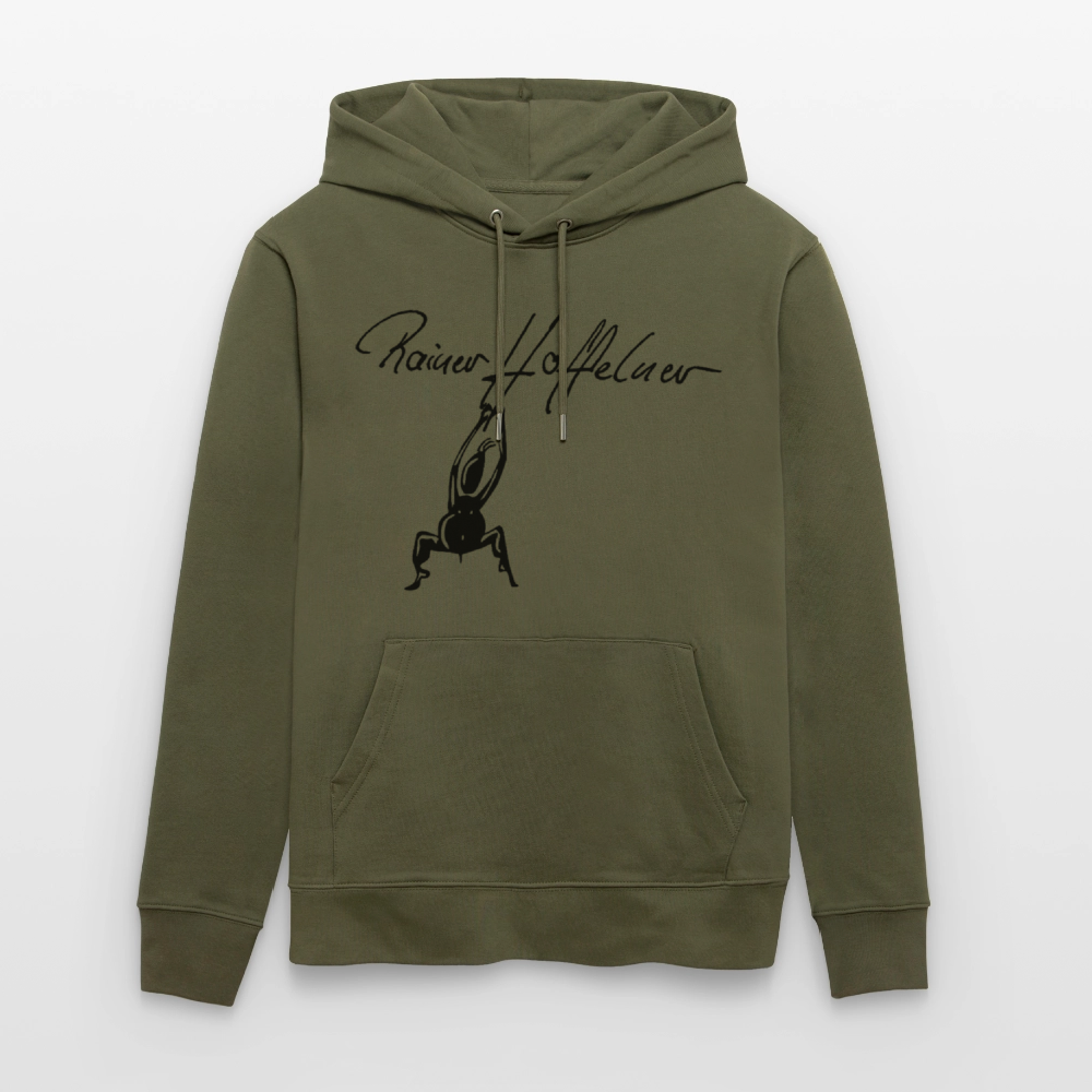Unisex Bio-Hoodie mit TUSCHEMÄNNCHEN PRINT - Khaki Grün