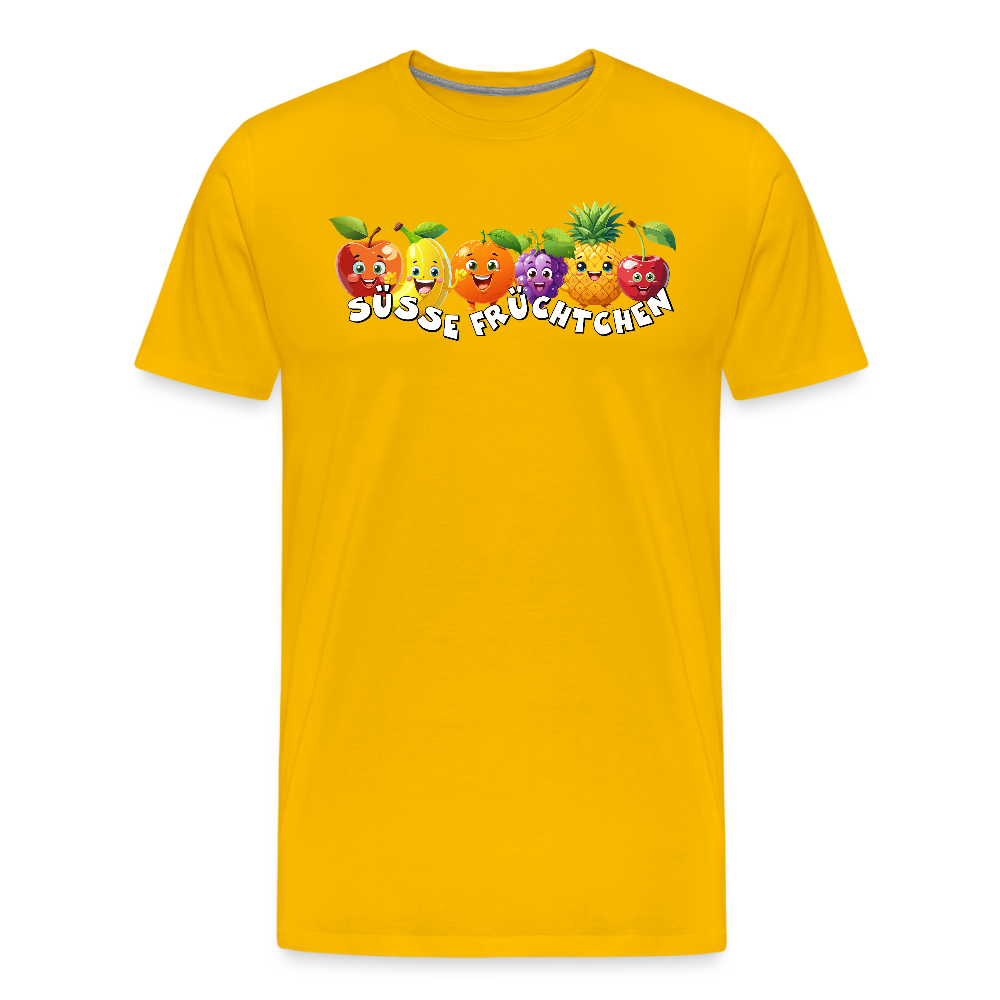Männer Premium T-Shirt mit SÜSSE FRÜCHTCHEN PRINT - Sonnengelb