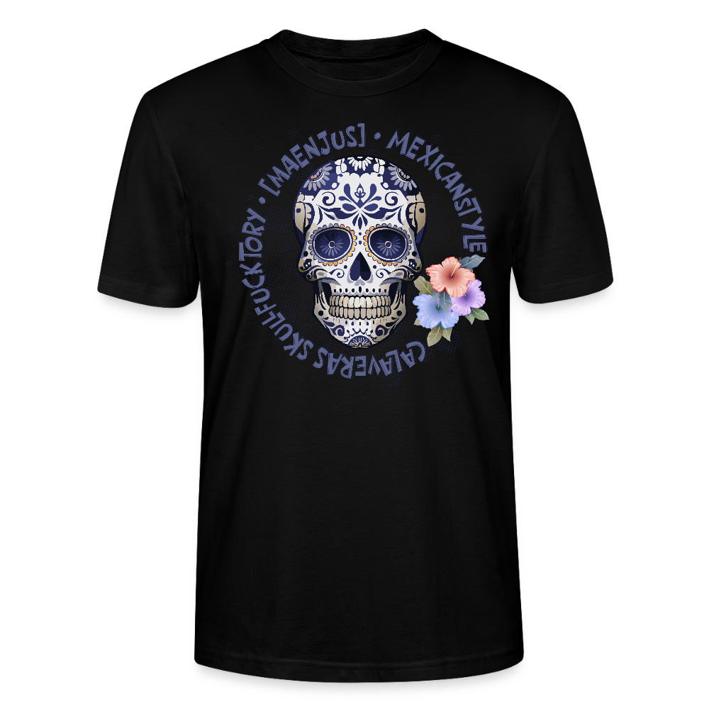Unisex T-Shirt mit MAENJUS MEXICANSTYLE PRINT Vorderseite - Schwarz