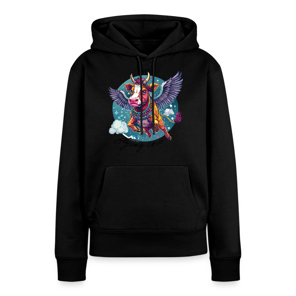 Frauen Premium Hoodie mit FLYING COW PRINT - Schwarz