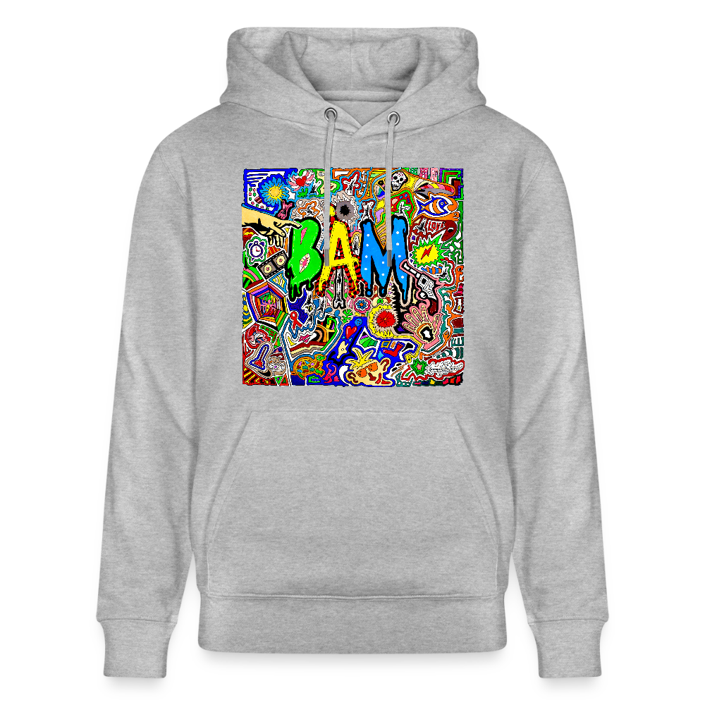 Unisex Bio-Hoodie mit BÄM PRINT - Grau meliert