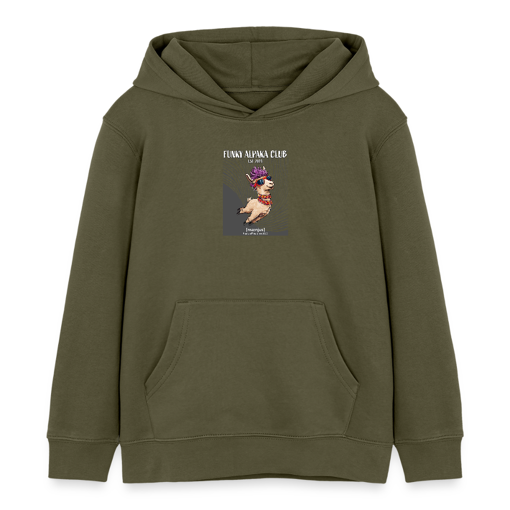 MNJS KIDS Bio-Hoodie mit FUNKY ALPAKA CLUB PRINT - Khaki