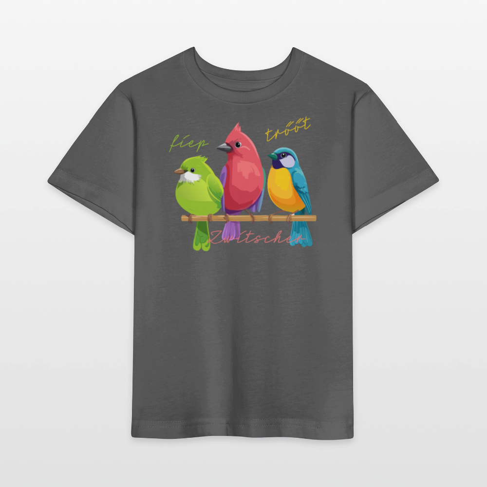 Kinder T-Shirt MINI mit Zwitschergäng Print - Anthrazit
