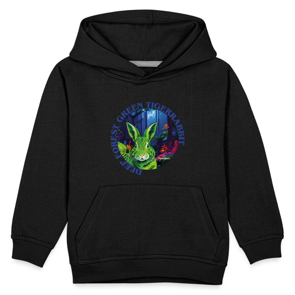 MNJS KIDS Premium Hoodie mit DEEP FOREST GREEN TIGERRABBIT PRINT - Schwarz