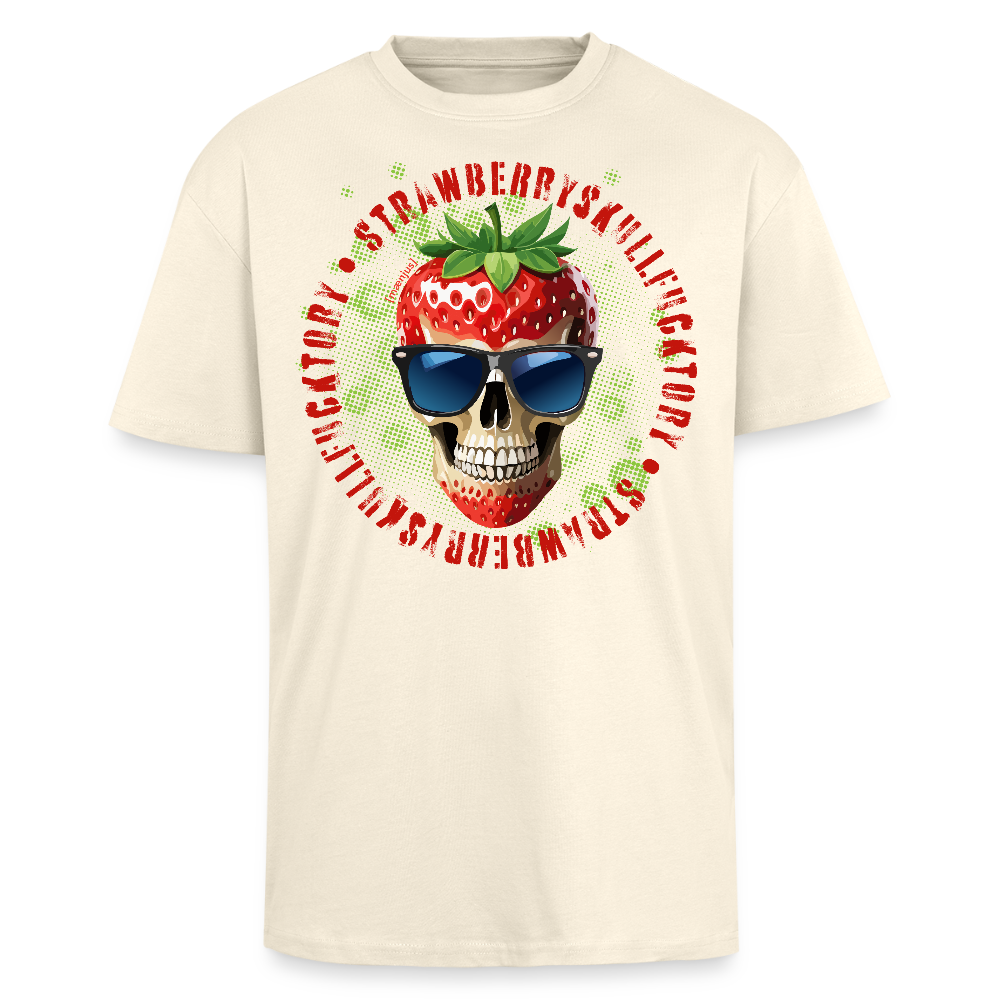 Heavy Oversize T-Shirt mit STRAWBERRY SKULL PRINT - Creme