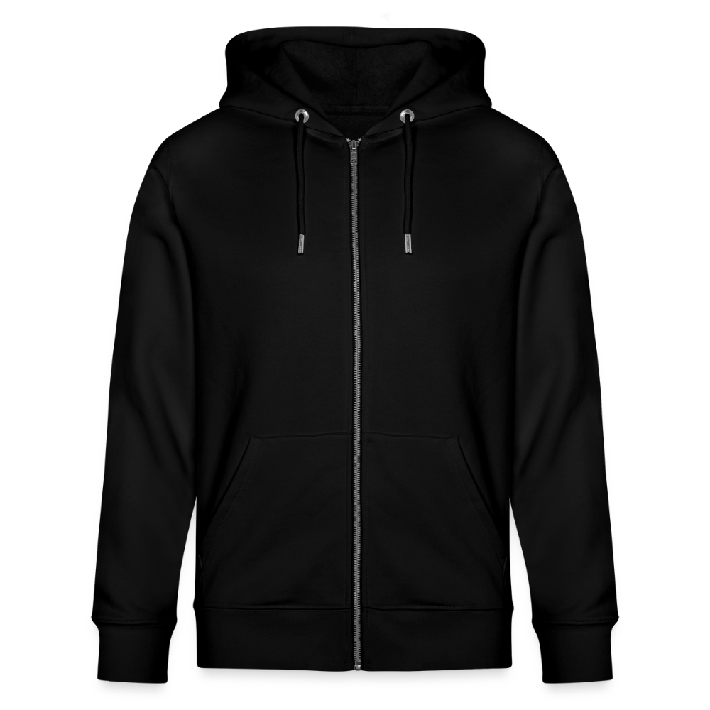 Unisex Bio-Kapuzenjacke mit DELICATEZZA PRINT Rückseite - Schwarz
