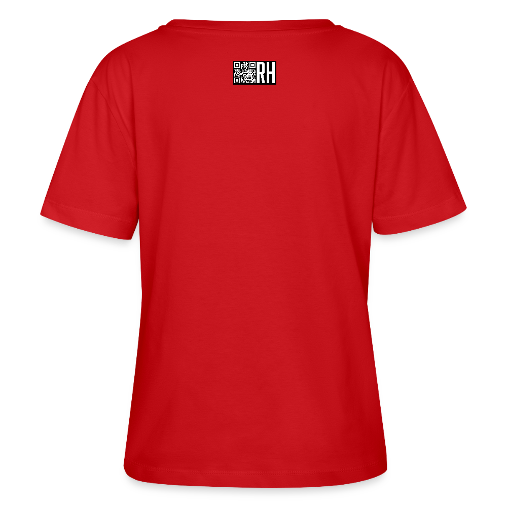 Relaxed Rundhals Frauen Bio-T-Shirt mit CREATIVE VIRUS INSIDE PRINT - Rot