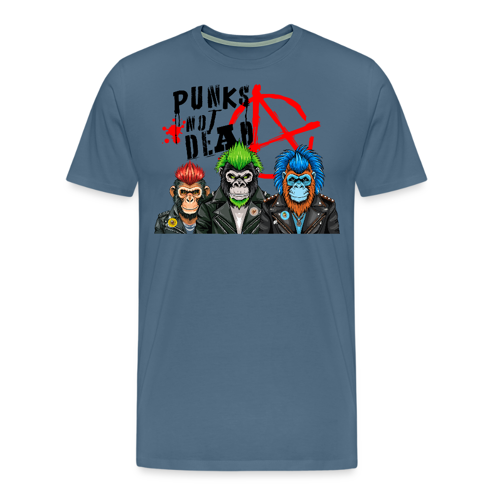 Männer Premium T-Shirt mit PUNKS NOT DEAD PRINT - Blaugrau