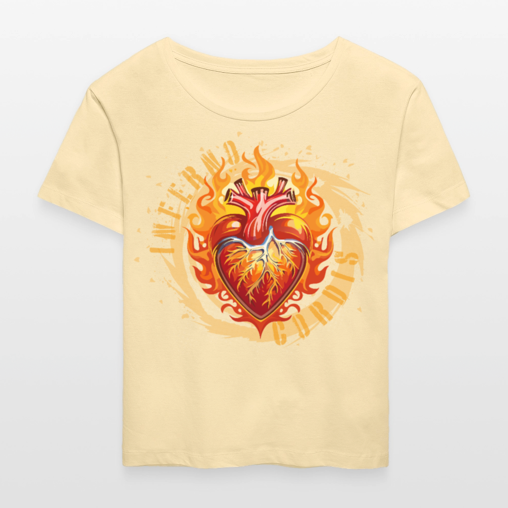 Frauen T-Shirt mit FEUERHERZ ORANGE PRINT - Creme
