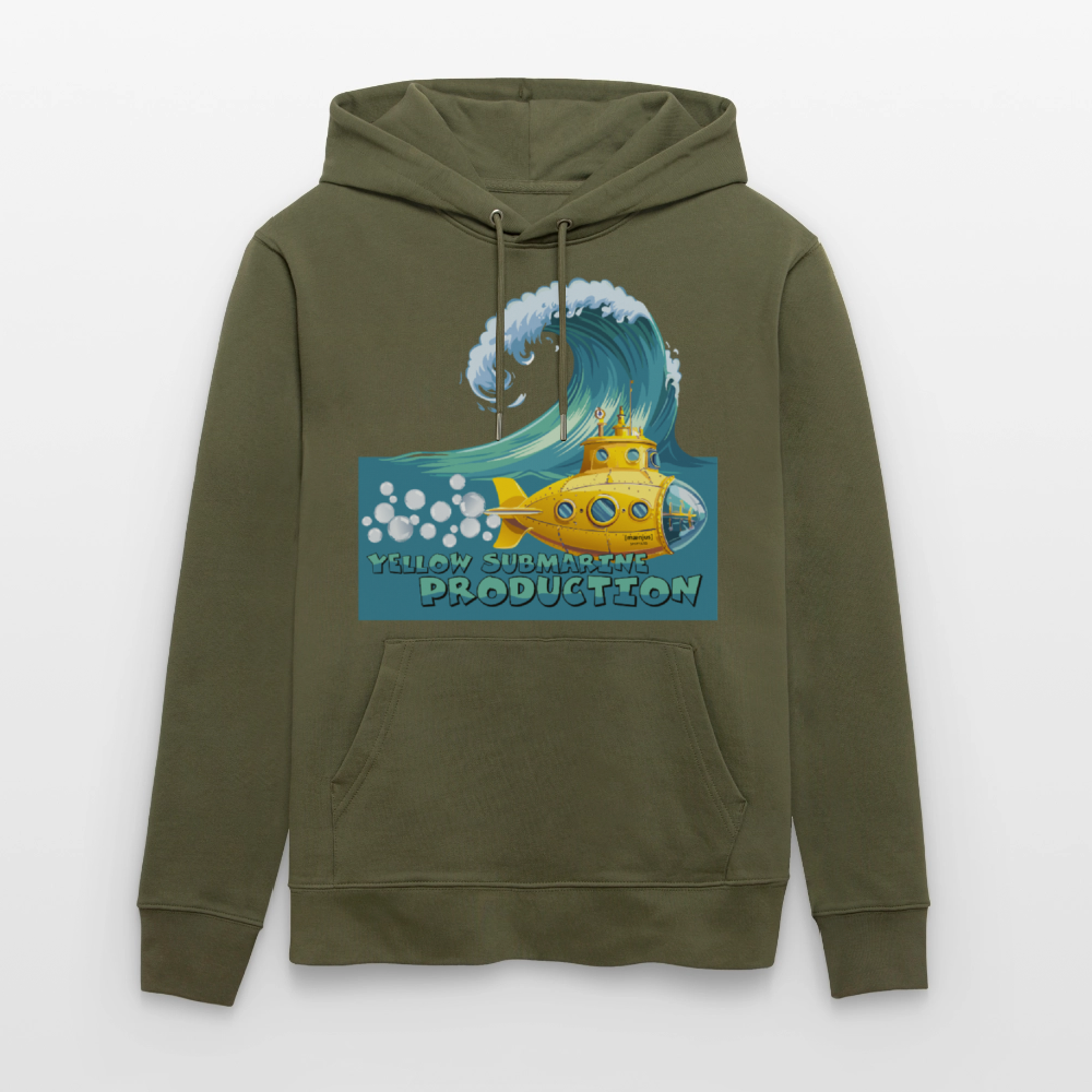 Unisex Bio-Hoodie mit YELLOW SUBMARINE PRODUCTION PRINT - Khaki Grün