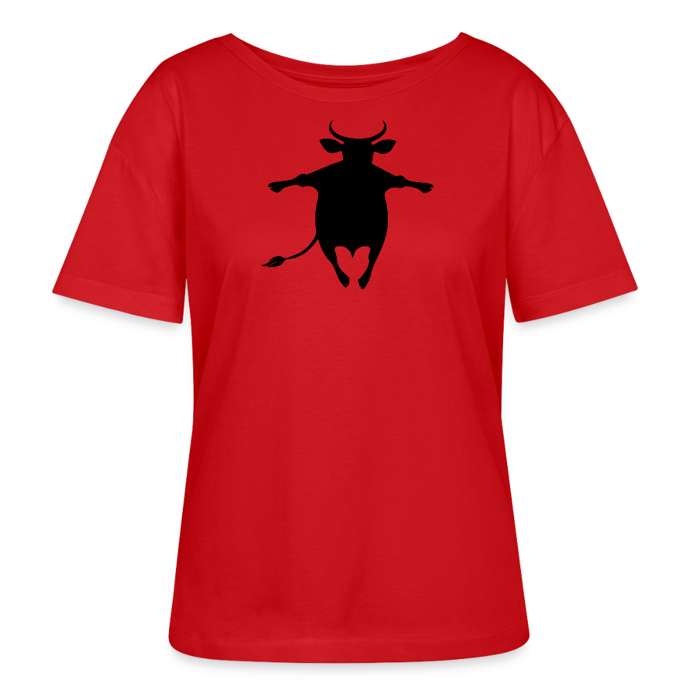 Frauen T-Shirt mit HAPPY COW PRINT - Rot